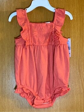 24M Coral Ruffle Baby Romper by Carters